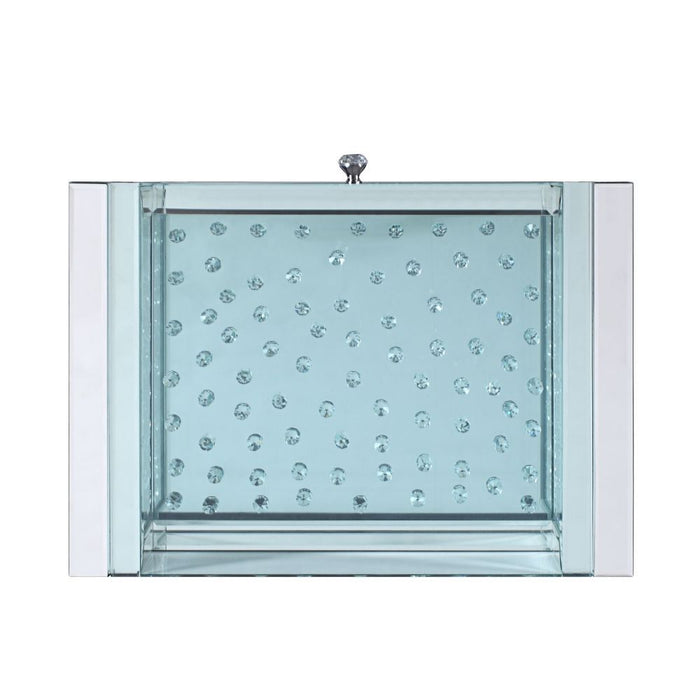 Nysa - 20" X 14" Accent Table - Mirrored & Faux Crystals ACME