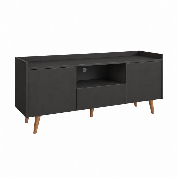 TV Stand For TVs Up To 60" With Open Storage Shelf, 2 Doors, 1 Drawer And Cable Management Home Essentials