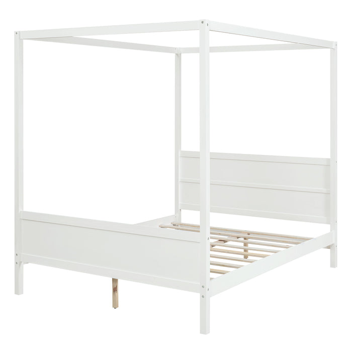 Canopy Platform Bed With Headboard And Footboard, Slat Support Leg