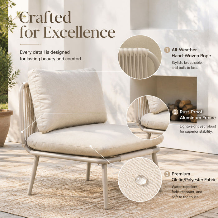 Modular Patio Armless Sofa Chair With Thick Cushion - Off White Home Essentials