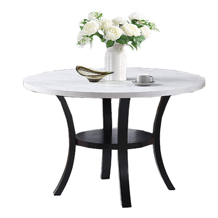 Round Dining Table With Open Bottom Shelf - Black / White Home Essentials