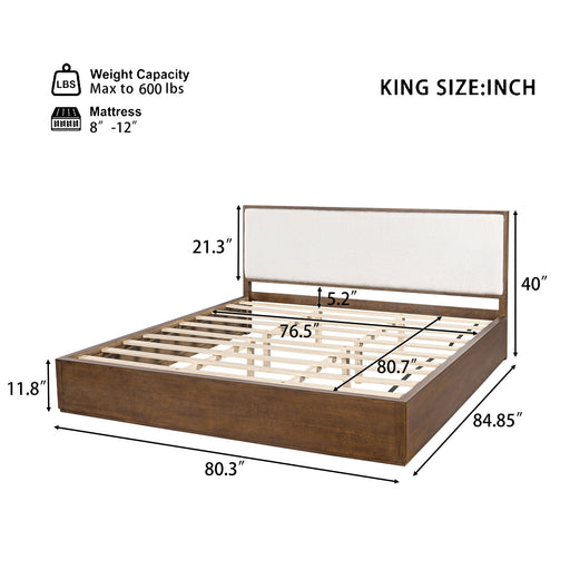 Bed With Upholstered Headboard Noble House