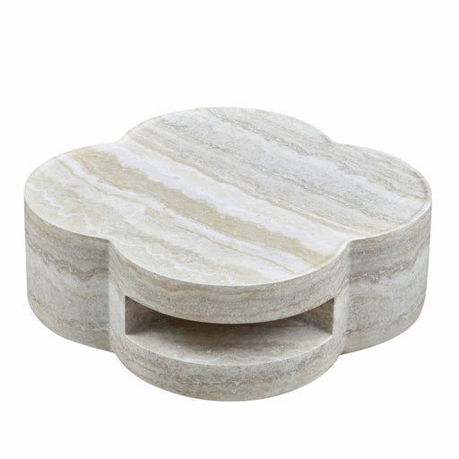 Clover Round Coffee Table With Open Storage - Marble Home Essentials