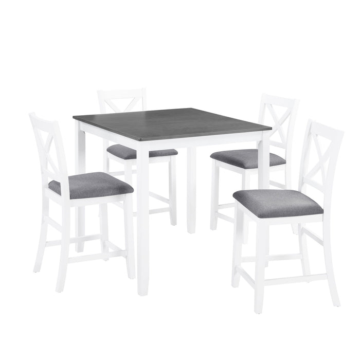 5 Piece Counter Height Dining Table Set With 4 Chairs Home Essentials