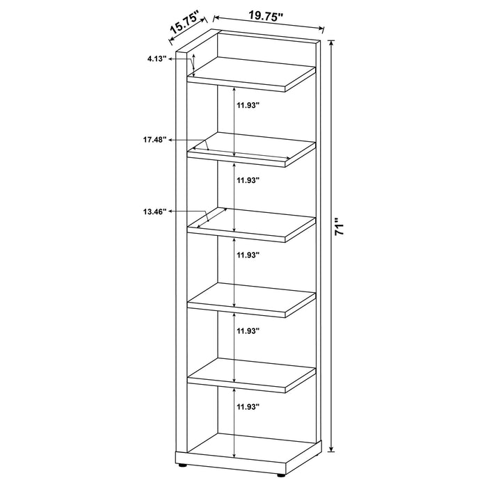 6 Tier Corner Bookcase - Cappuccino Furniture Max