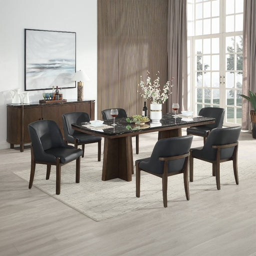 Estella - Dining Table With Marble Top - Black Natural Marble Top & Walnut ACME