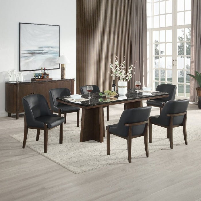 Estella - Dining Table With Marble Top - Black Natural Marble Top & Walnut ACME