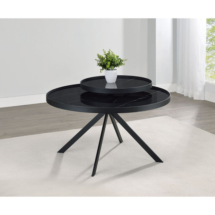 Shayne - Round Top Coffee Table With 2 Tier Design Furniture Max