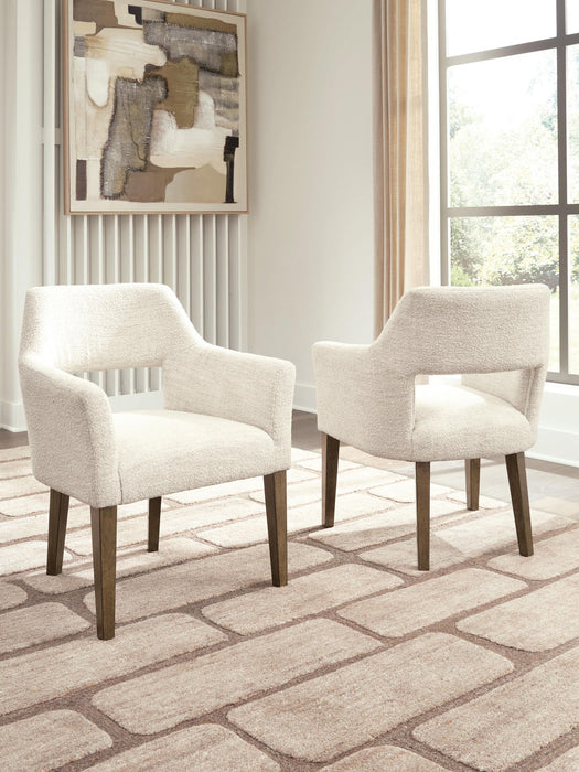Marxmore - Dining Upholstered Arm Chair (Set of 2) - Beige / Brown Benchcraft®
