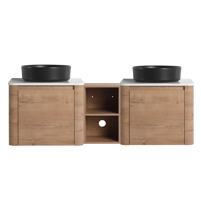 Wall Mounted Bathroom Vanity With Art Sink, 1 Storage Shelf, Soft Close Door Home Essentials