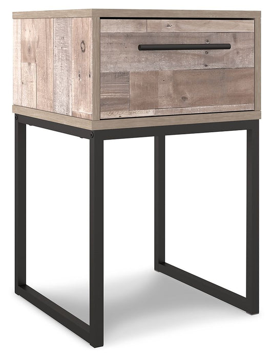Neilsville - One Drawer Night Stand - Vinyl-Wrapped - Whitewash Signature Design by Ashley®