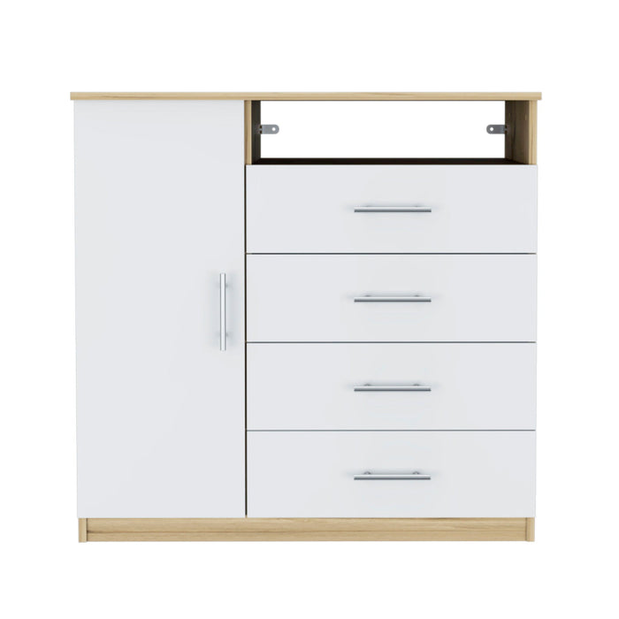 Four Drawer Dresser - White / Natural