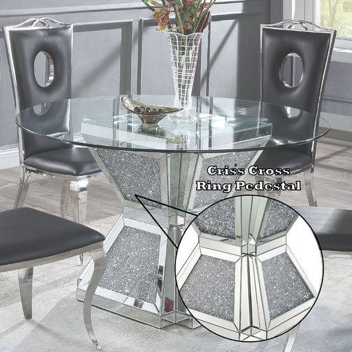 Noralie - 31" Dining Table - Clear Glass, Mirrored & Faux Diamonds ACME
