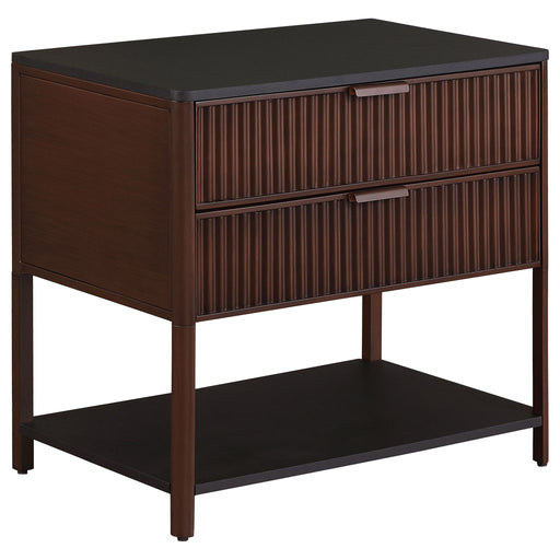 Tova - 2 Drawer Side Table With Shelf - Dark Brown Furniture Max