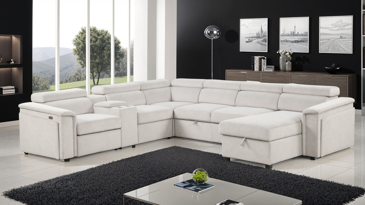 Harvey - Power Recliner Sectional Sleeper - Beige Matrix Furniture Group