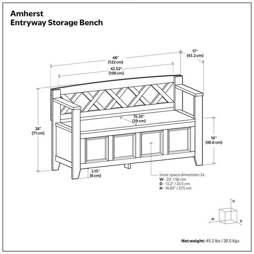 Amherst - Entryway Storage Bench - Hickory Brown Simpli-Home