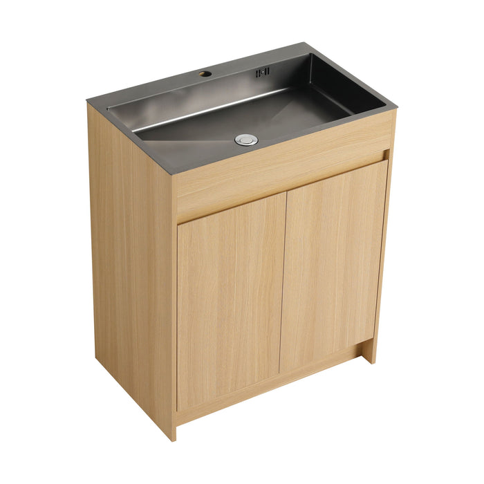 28" Freestanding Bathroom Vanity With Sink, Soft Close Doors - Oak Home Essentials