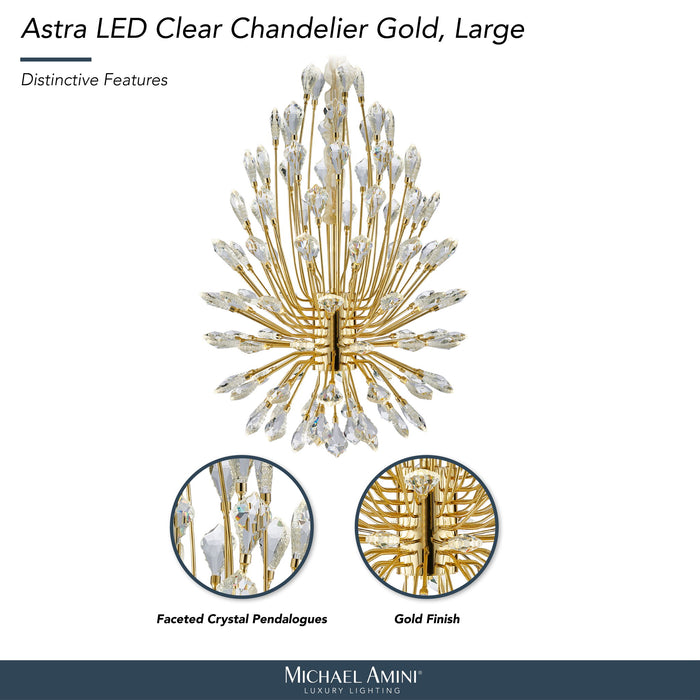 Michael Amini Lighting - Astra 34" LED Crystal Chandelier - Gold Michael Amini