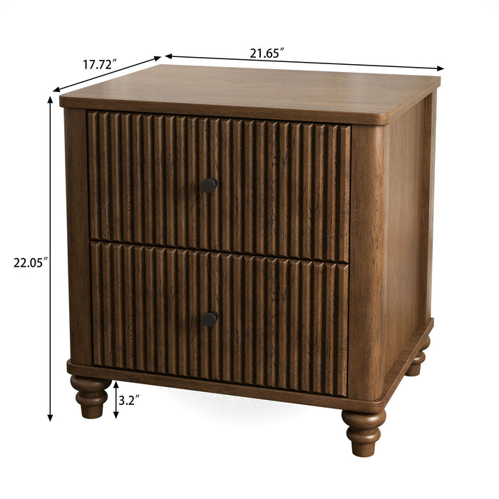 Modern Fluted Nightstand With 3 Drawers Home Essentials