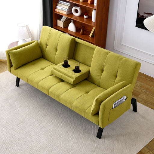 Sofa Bed With Foldable Design And Cup Holder - Green Home Essentials