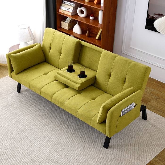 Sofa Bed With Foldable Design And Cup Holder - Green Home Essentials