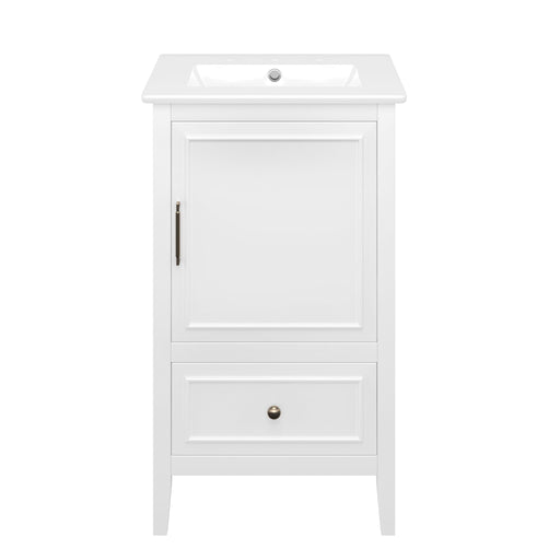 Bathroom Vanity With Sink, Adjustable Feet, 1 Drawer And Door Shelf Storage - White Hearth and Haven