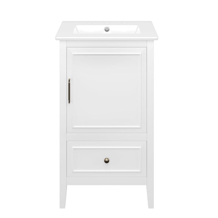 Bathroom Vanity With Sink, Adjustable Feet, 1 Drawer And Door Shelf Storage - White Hearth and Haven