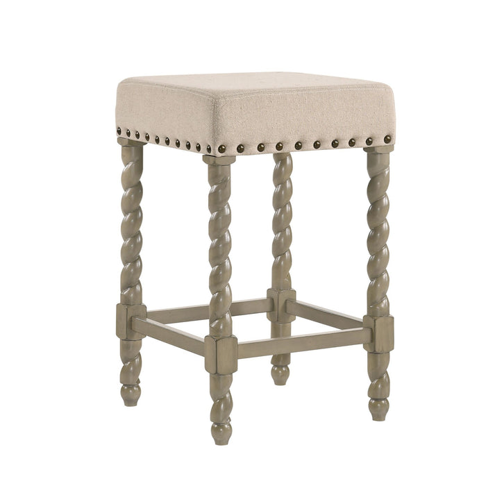 Backless Counter Height Bar Chair With Footrest 24" - Cream and Gray