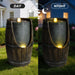 Rustic Barrel Water Fountain With LED Light Daily Nest