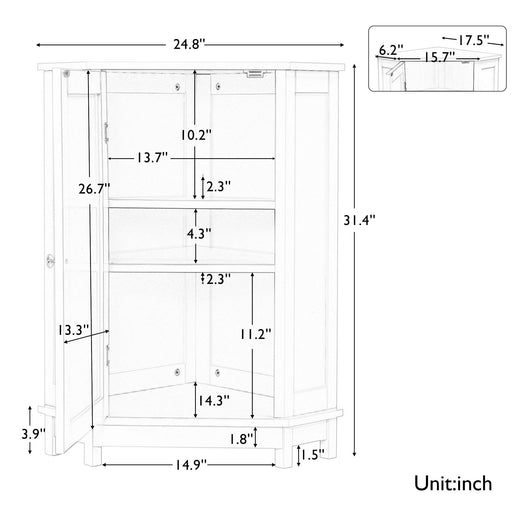 Triangle Corner Bathroom Cabinet With Adjustable Shelf, Storage Unit - Gray Hearth and Haven