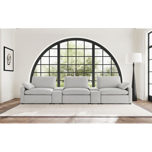 Hollander - 5 Piece Power Home Theater Seating Set With Reclining Comfort And Dual Storage Consoles - Gray Furniture Max