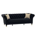 3 Seater Button Tufted Sofa With Rolled Arms, Living Room Couch With 2 Pillows - Black Home Essentials