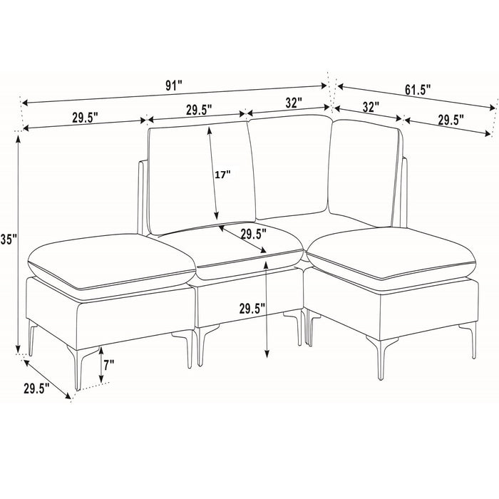 Upholstered Modular Sectional With Tall Legs, Medium Firm Seat Home Essentials