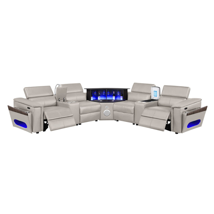 Nova - Sectional With Bluetooth Speaker, LED And Lifting Wine Cabinet Matrix Furniture Group
