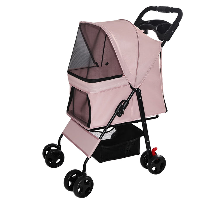 Foldable Pet Stroller For Small Dogs And Cats With Multi Functional Tray Daily Nest