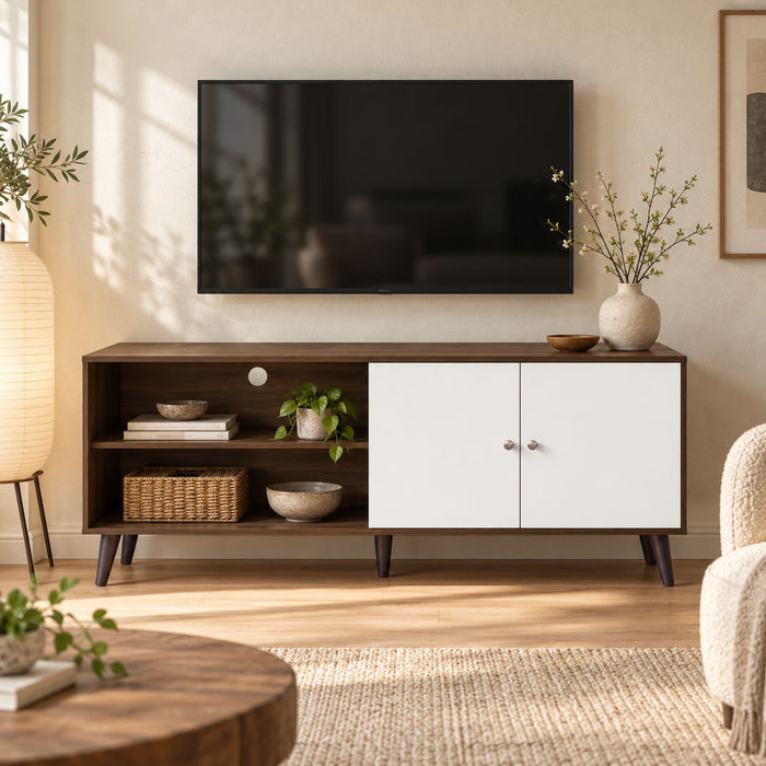 Amidon - TV Stand, With 2 Storage Shelves And 1 Cabinet US Pride