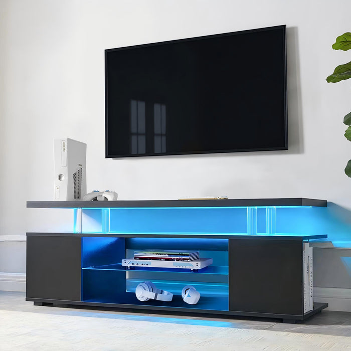 TV Stant With LED And Large Side Cabinet