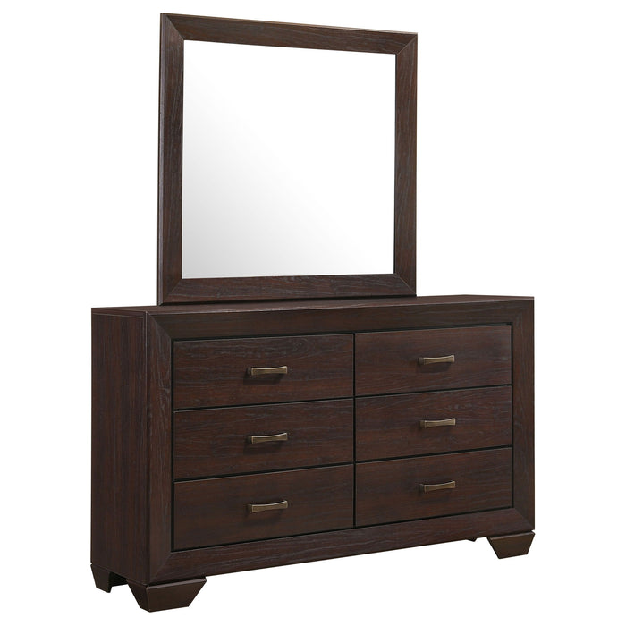 Holmgren - 6 Drawer Dresser With Mirror - Dark Coffee Furniture Max