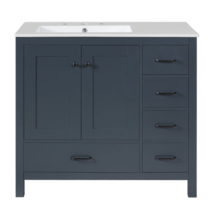 Bathroom Vanity With Sink Combo, 2 Soft Close Doors And 5 Drawers Hearth and Haven