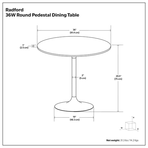 Radford - Round Dining Table - Walnut Simpli-Home