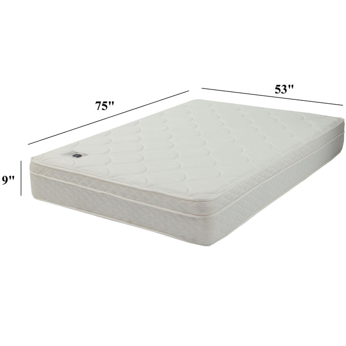 9" Size Bed Mattress With Bonnell Coil Inner Spring And 2.5" Euro Top Foam + Spring Material - White - Full Home Essentials