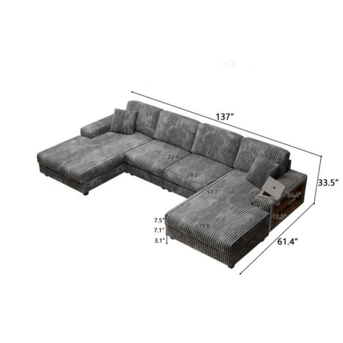 U-Shaped Convertible Sofa, 4 Seater Large Living Room Lounge Home Essentials