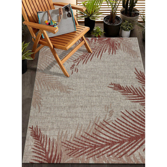 5' X 7' Floral Outdoor / Indoor Area Rug - Beige