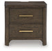 Radkin - Two Drawer Night Stand - Burnished Brown Signature Design by Ashley®