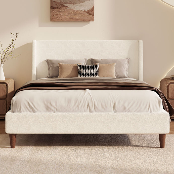 Upholstered Modern Platform Bed With Wingback Headboard Hearth and Haven
