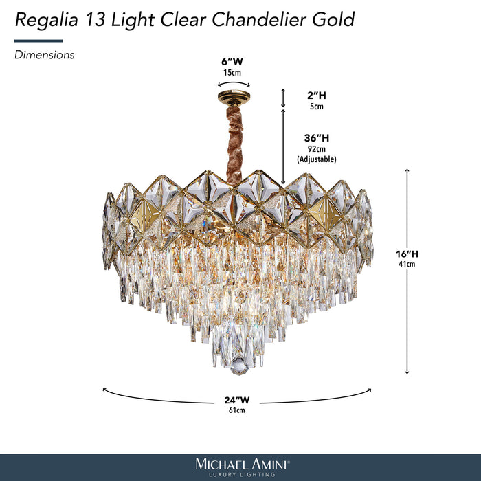 Michael Amini Lighting - Regalia 13-Light Crystal Chandelier - Gold Michael Amini