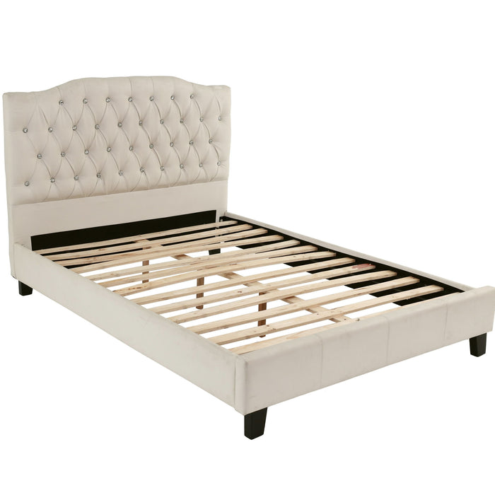 Modern Bed Frame With Tufted Upholstered Headboard Home Essentials