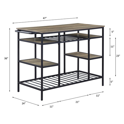 Lona - Kitchen Island - Rustic Oak & Black ACME