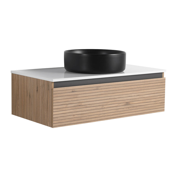 Wall Mounted Bathroom Vanity With Art Sink & 1 Soft Close Drawer Home Essentials
