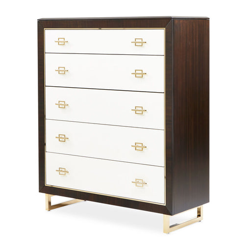 Belmont Place - 5-Drawer Chest - White / Dark Brown Michael Amini
